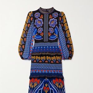 Farm Rio Black Ainika High Neck Long Sleeve Maxi